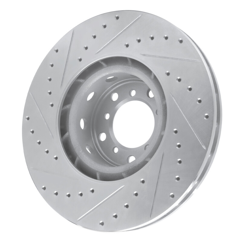 BMW M5 Brake Rotor (1) - Left Front - R1 Concepts - Drilled & Slotted - Silver - `00-`03